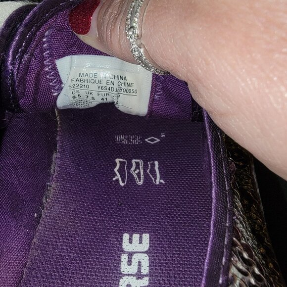 Purple Silver Sequin Converse 9.5 Women Low Top Glitter Festival Tennis Shoes - Picture 7 of 9